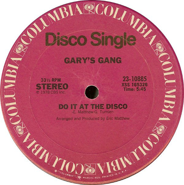 Gary's Gang : Keep On Dancin' / Do It At The Disco (12", Single)