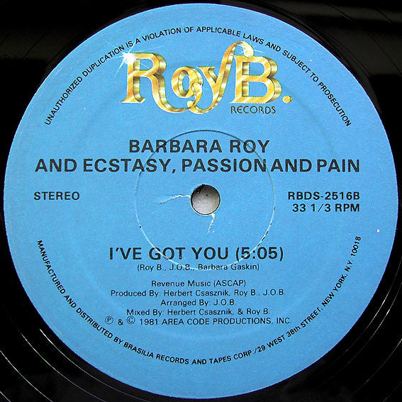 Barbara Roy And Ecstasy, Passion & Pain : If You Want Me (12")