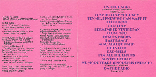 Donna Summer : On The Radio: Greatest Hits Vol. I & II (CD, Comp, P/Mixed, RE)