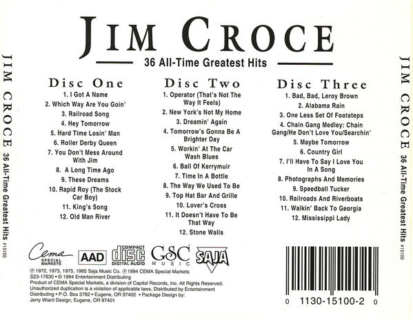 Jim Croce : 36 All-Time Greatest Hits (3xCD, Comp)