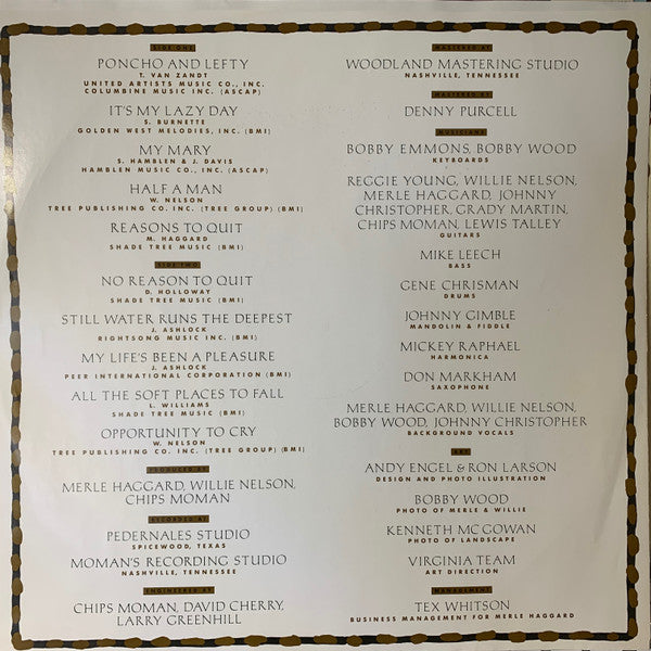 Merle Haggard / Willie Nelson : Poncho & Lefty (LP, Album, Pit)