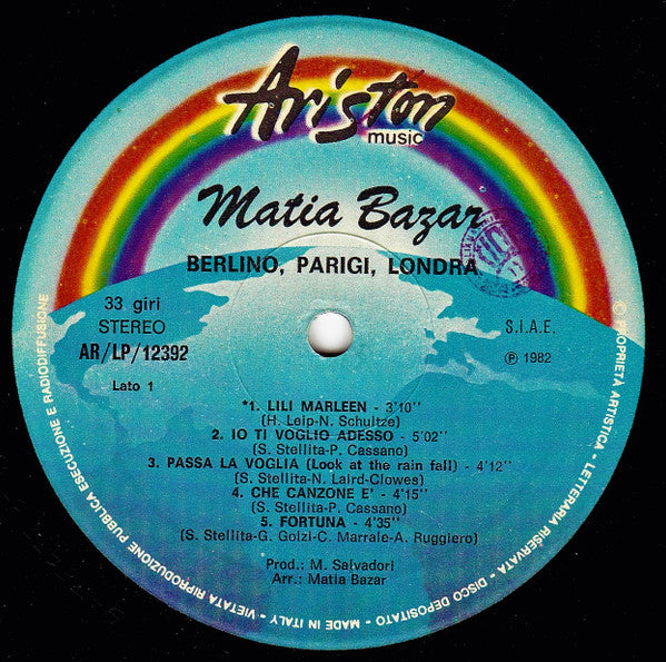 Matia Bazar : ...Berlino ...Parigi ...Londra (LP,Album)