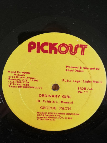 Johnny P.* / George Faith : Wet Liner / Ordinary Girl (12")