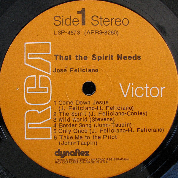 José Feliciano : That The Spirit Needs (Of Muse And Man) (LP, Album, Roc)