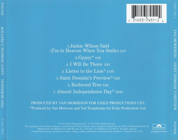 Van Morrison : Saint Dominic's Preview (CD, Album, RE, RM)