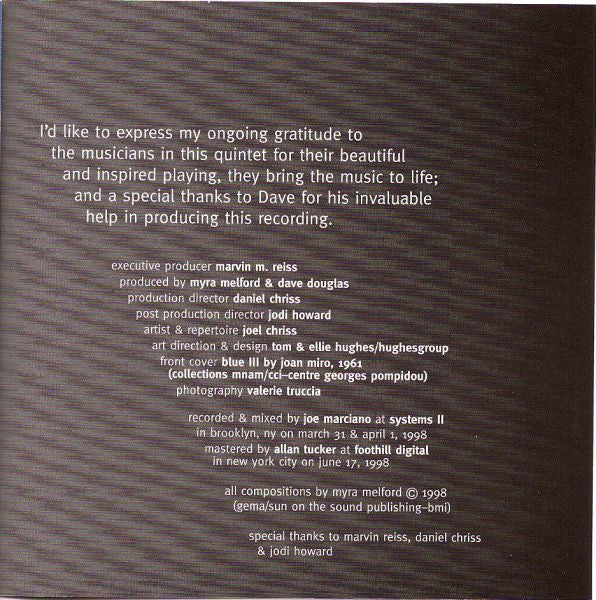 Myra Melford • The Same River Twice : Above Blue (CD, Album)