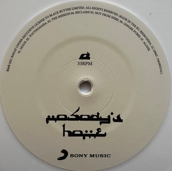 Bakar (2) : Nobody's Home (LP, Album, Whi)