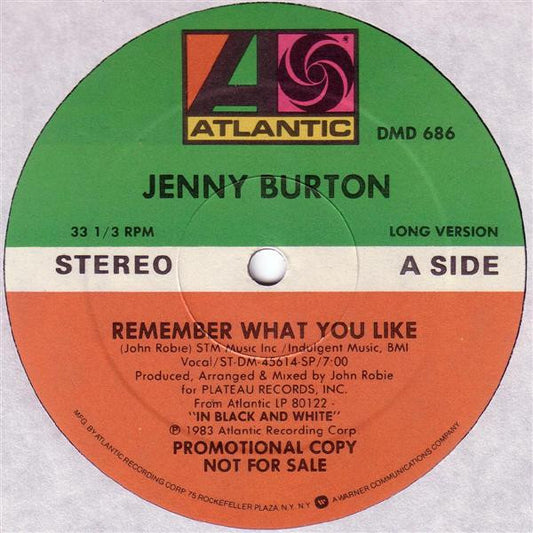 Jenny Burton : Remember What You Like (12", Promo)