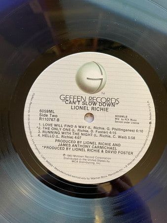 Lionel Richie : Can't Slow Down (LP, Album, Club, RE, Gat)