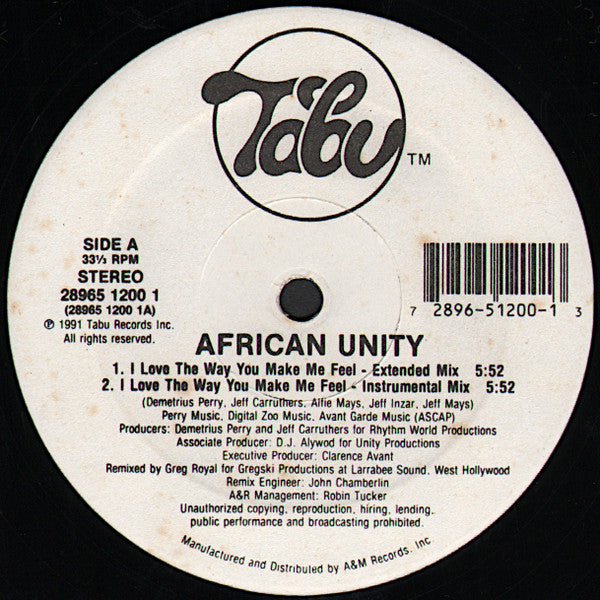 African Unity : I Love The Way You Make Me Feel (12", Single)
