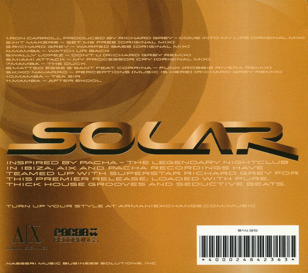 Richard Grey : SOLAR - A|X Music Series Volume 9 (CD, Comp, Mixed, Dig)