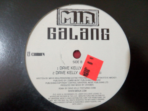 M.I.A. (2) : Galang (Dave Kelly Remix) (12", Single, Promo)