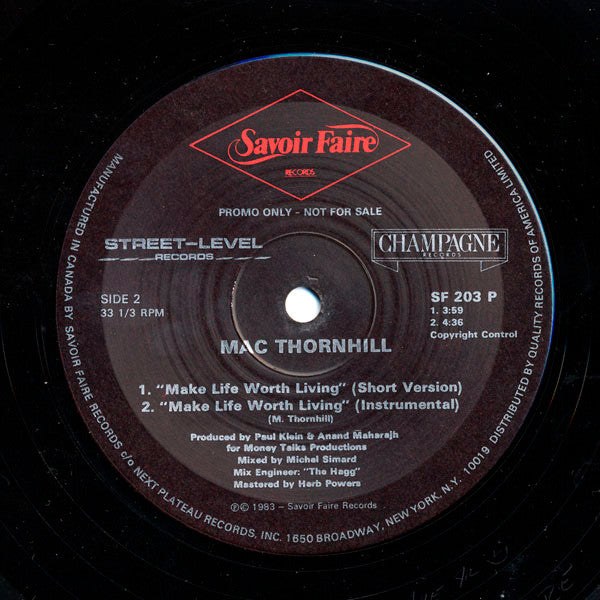 Mac Thornhill : Make Life Worth Living (12", Promo)