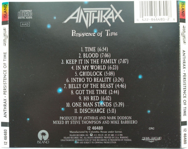 Anthrax : Persistence Of Time (Album,Repress)