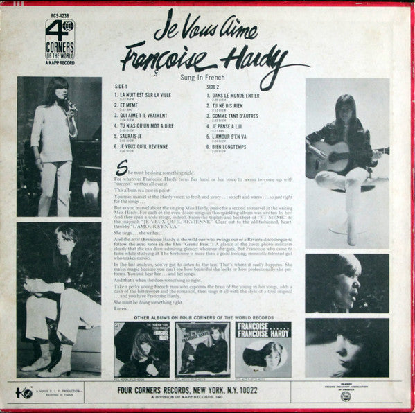 Françoise Hardy : Je Vous Aime (LP, Comp, All)