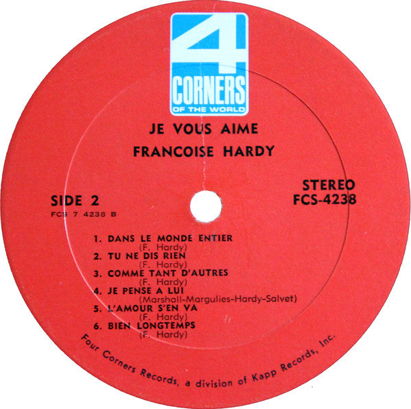 Françoise Hardy : Je Vous Aime (LP, Comp, All)