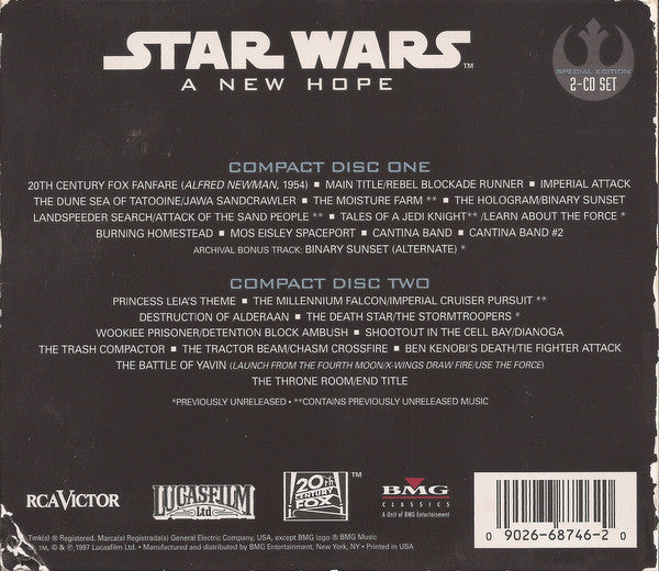 John Williams (4), London Symphony Orchestra : Star Wars (A New Hope) (The Original Motion Picture Soundtrack) (2xCD, Album, Ltd, RE, RM, S/Edition, O-C)