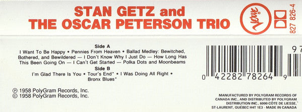 Stan Getz And The Oscar Peterson Trio : Stan Getz And The Oscar Peterson Trio (Cass, Album, RE, RM)
