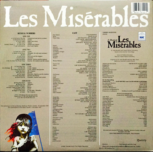 Alain Boublil and Claude-Michel Schönberg : Les Misérables - Original London Cast Recording (2xLP, Album, Gat)