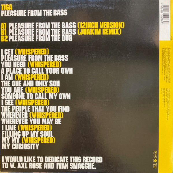 Tiga : Pleasure From The Bass (12",33 ⅓ RPM,45 RPM)