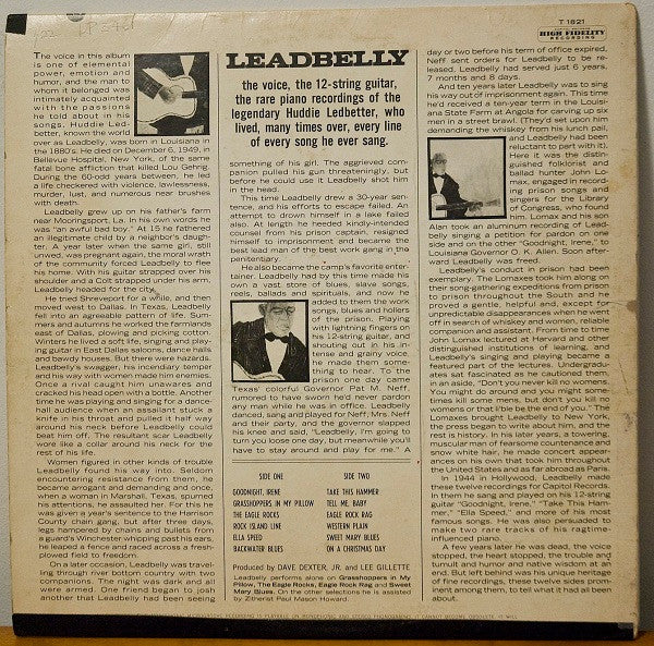 Leadbelly : Leadbelly (LP, Comp, Mono, Scr)