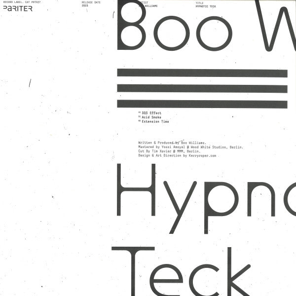 Boo Williams : Hypnotic Teck (12")