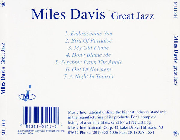Miles Davis : Great Jazz (CD, Comp, RE)