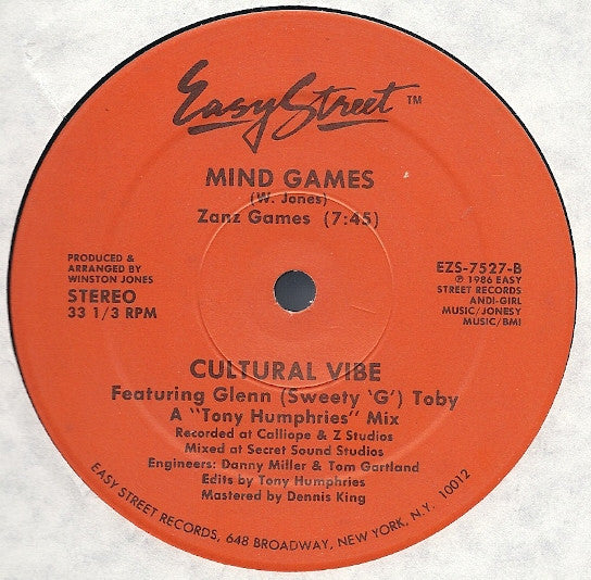 Cultural Vibe Featuring Glenn "Sweety G" Toby : Mind Games (12")