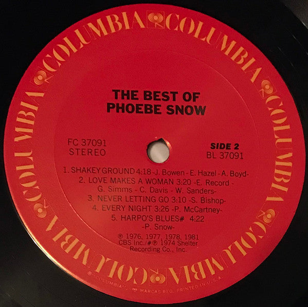 Phoebe Snow : The Best Of Phoebe Snow (LP, Comp, Pit)