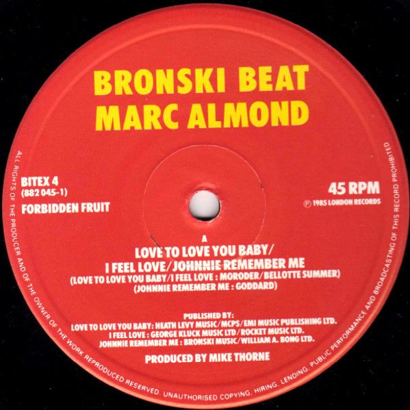 Bronski Beat, Marc Almond : I Feel Love (12", Single)