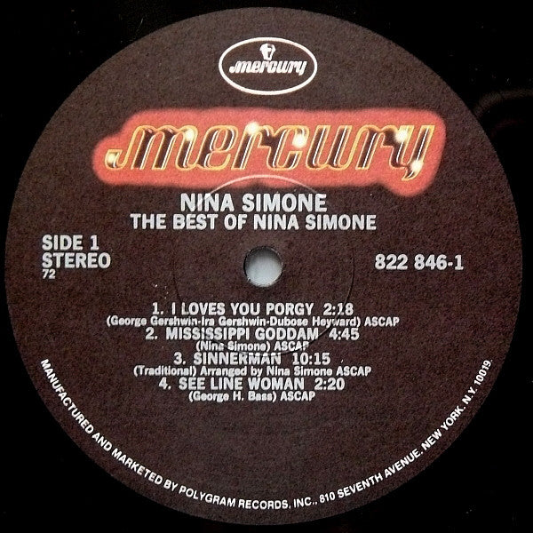 Nina Simone : The Best Of Nina Simone (LP, Comp, RE)