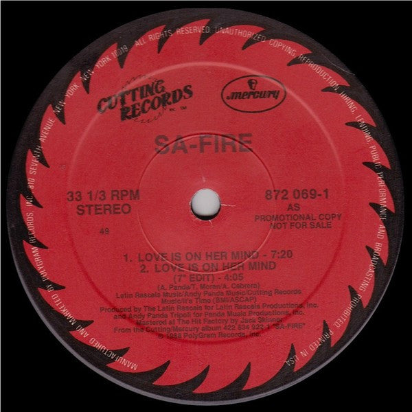 Sa-Fire* : Love Is On Her Mind (12", Single, Promo)