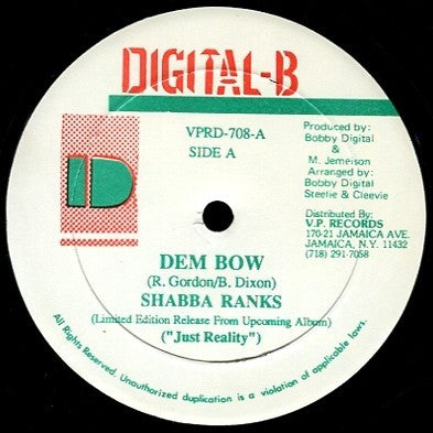 Shabba Ranks / Steelie & Clevie* : Dem Bow / Bow Cat (12", Ltd)