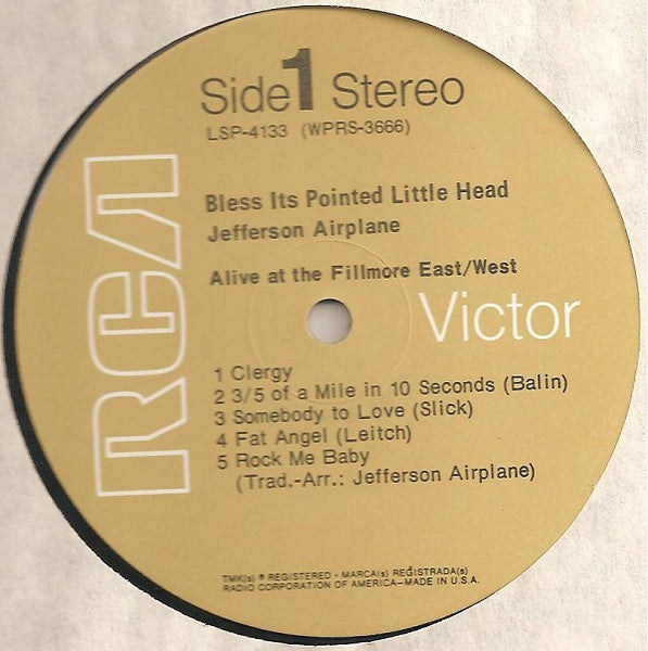 Jefferson Airplane : Bless Its Pointed Little Head (LP, Album, RE)