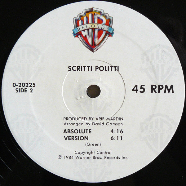 Scritti Politti : Wood Beez / Absolute (12", Maxi)
