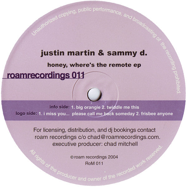 Justin Martin & Sammy D : Honey, Where's The Remote EP (12",EP)