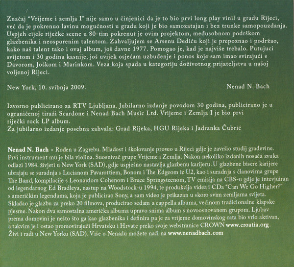 Vrijeme I Zemlja : Vrijeme I Zemlja (CD, Album, RM)