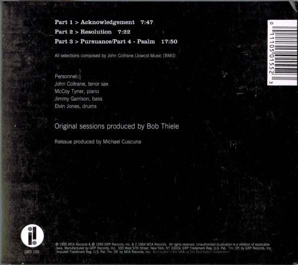 John Coltrane : A Love Supreme (CD, Album, RE, RM, Sli)