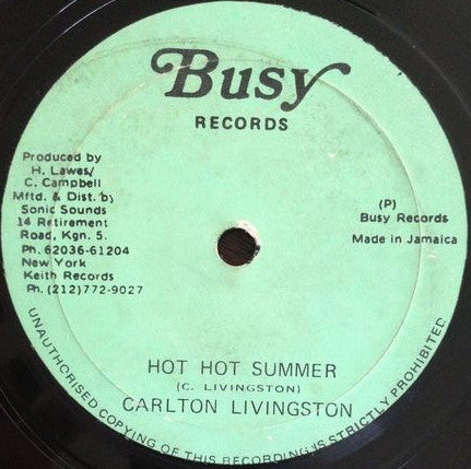 Carlton Livingston : Hot Hot Summer (12")
