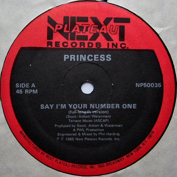 Princess : Say I'm Your Number One (12", Pla)
