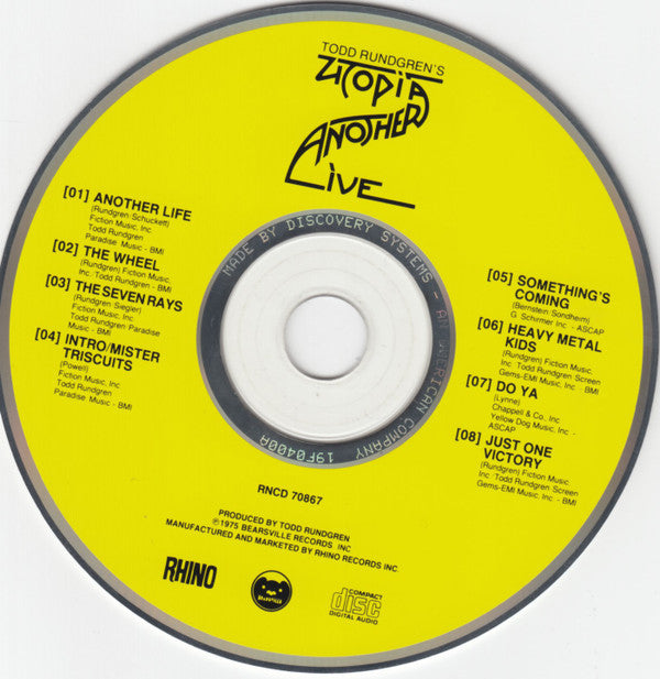 Todd Rundgren's Utopia* : Another Live (CD, Album, RE, RM, Dis)
