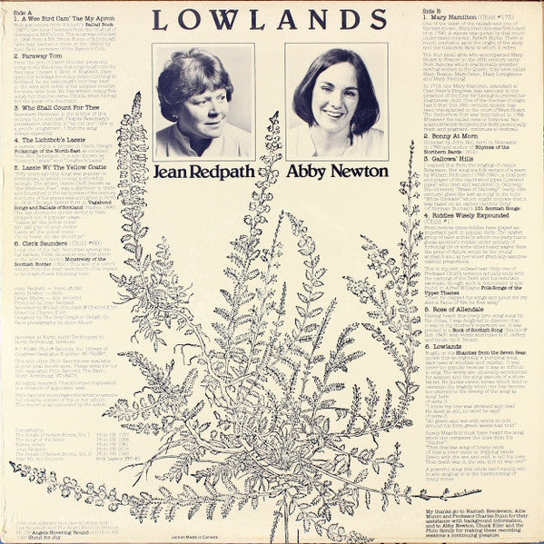 Jean Redpath With Abby Newton : Lowlands (LP, Album)