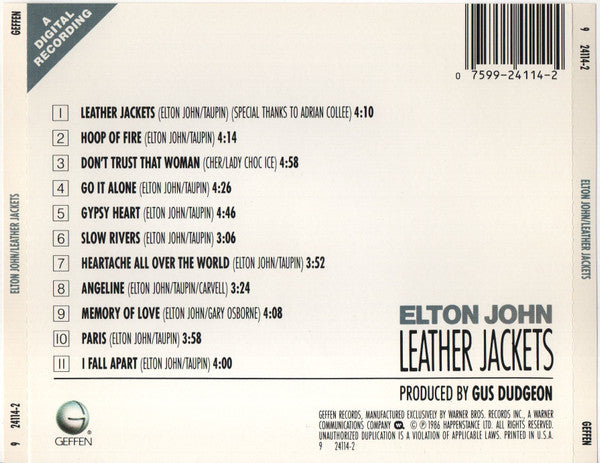 Elton John : Leather Jackets (CD, Album)