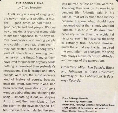 Cisco Houston : Passing Through (LP, Album, Comp)