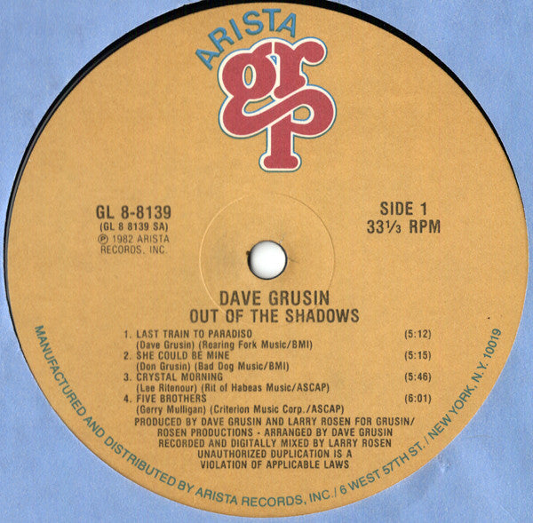 Dave Grusin : Out Of The Shadows (LP, Album)