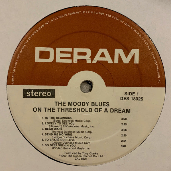 The Moody Blues : On The Threshold Of A Dream (LP, Album, RE, 53 )