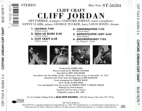 Cliff Jordan* : Cliff Craft (CD, Album, Ltd, RE, RM)
