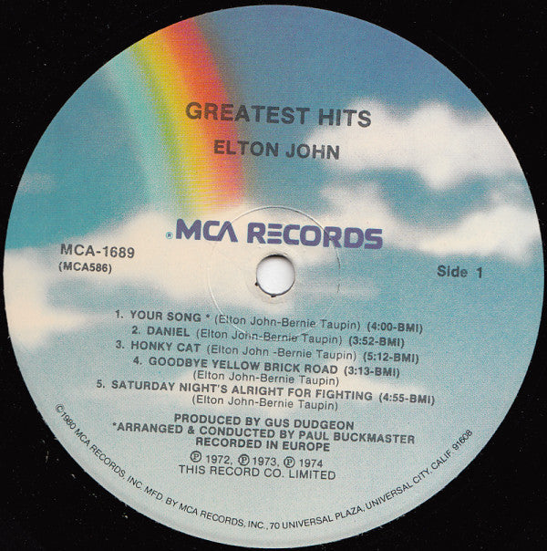Elton John : Greatest Hits (LP, Comp, RE, Pin)