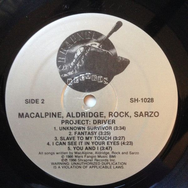 MacAlpine-Aldridge-Rock-Sarzo : Project: Driver (LP, Album, Rai)