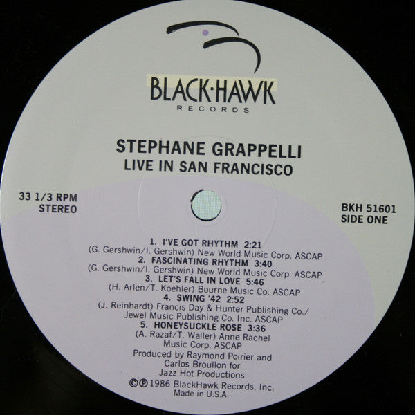 Stéphane Grappelli : Live In San Francisco (LP, Album)